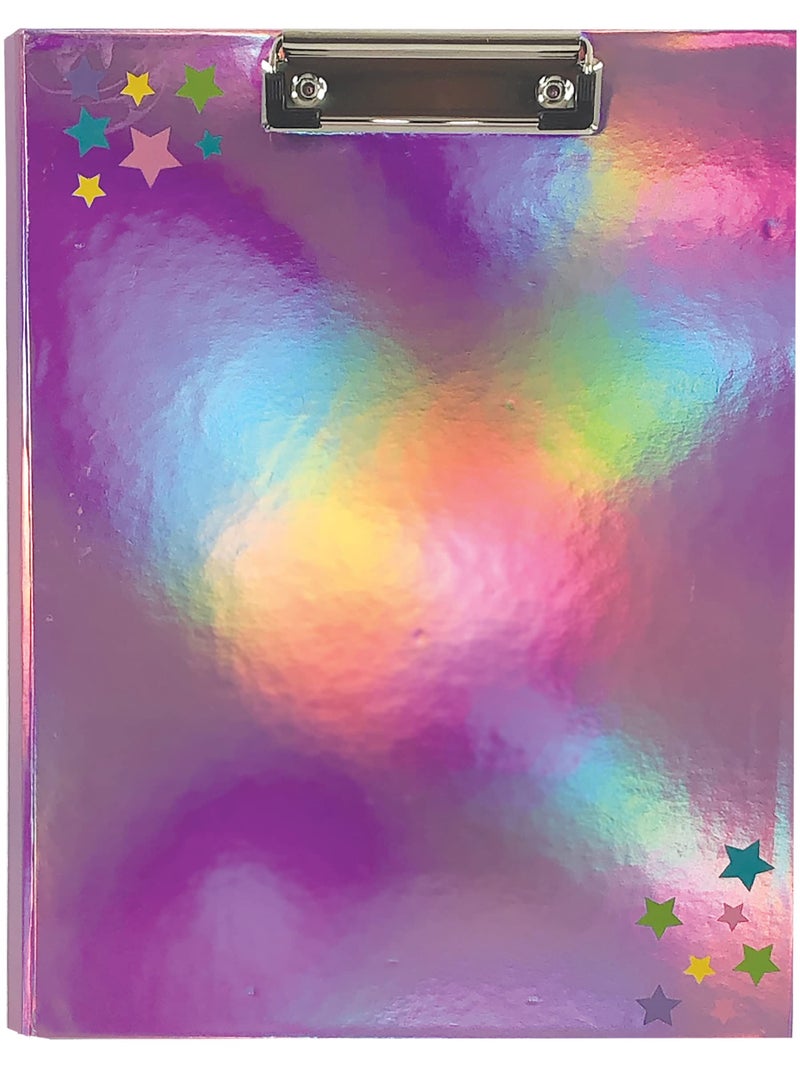 iscream 9" x 12" Clipboard Portfolio with Notepad, Envelopes and Stickers - Pink Holographic - Image 1